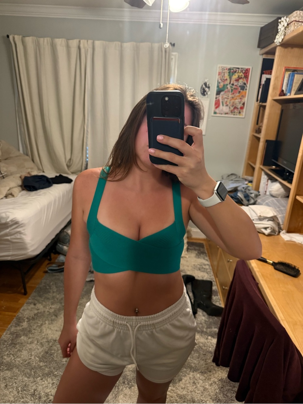 Ribbed Teal Crop Top